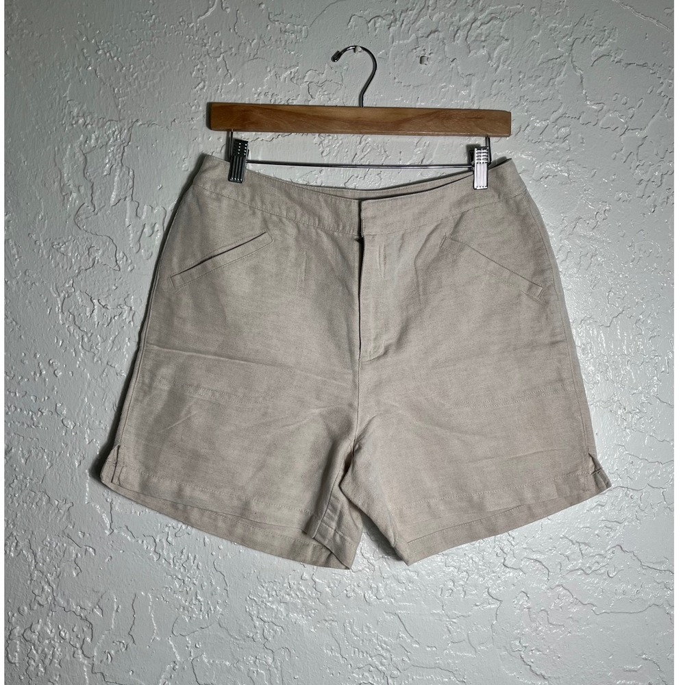 Liz‎ Claiborne LizWear Linen Blend Shorts Size 10 Beige High Rise Tailored